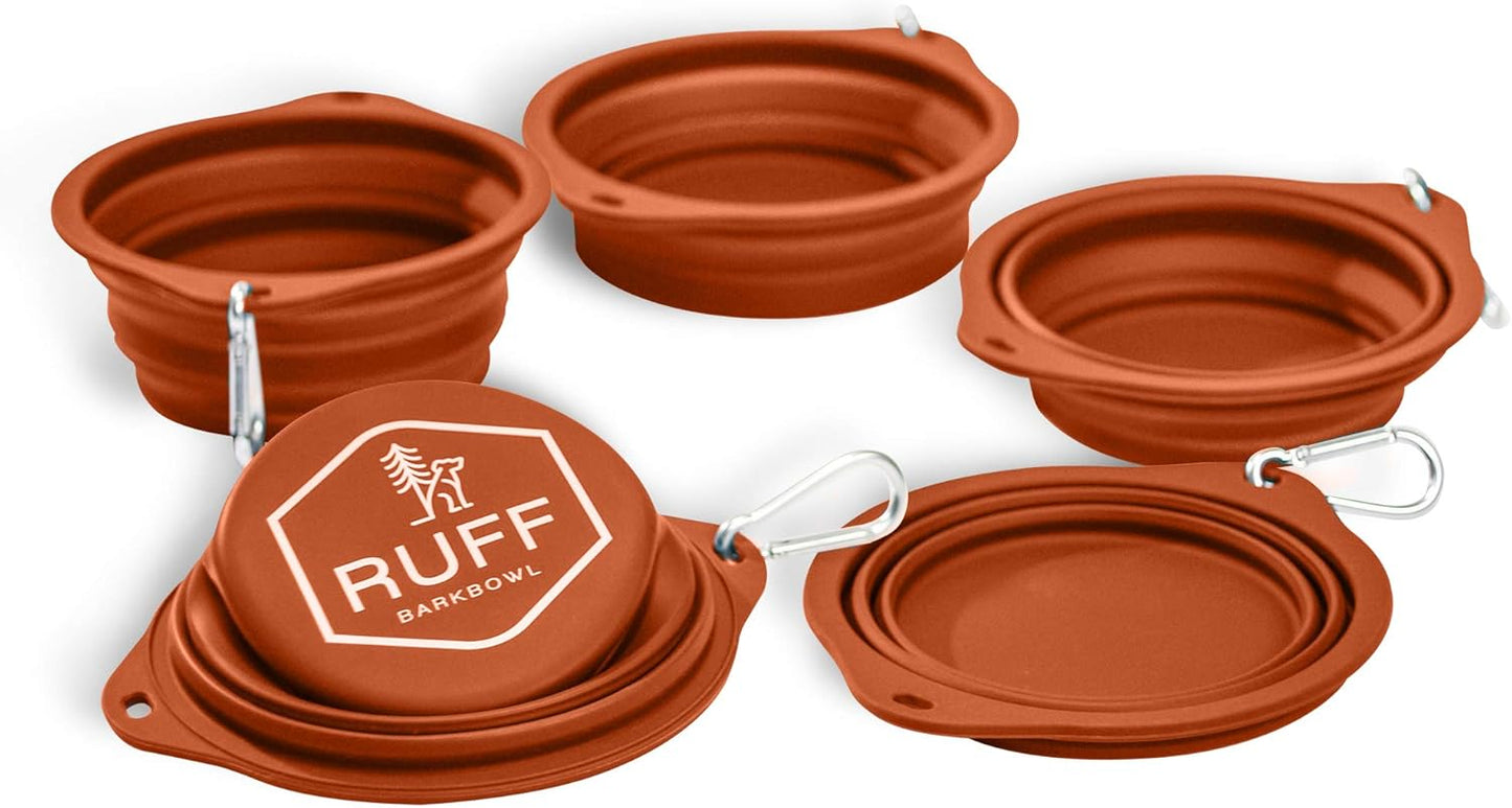 Barkbowl (800Ml) - Collapsible Dog Bowl (Burnt Orange) Premium Quality, Platinum-Cured Food Grade Silicone, No Plastic Rim, Food Safe, Large Travel Bowl
