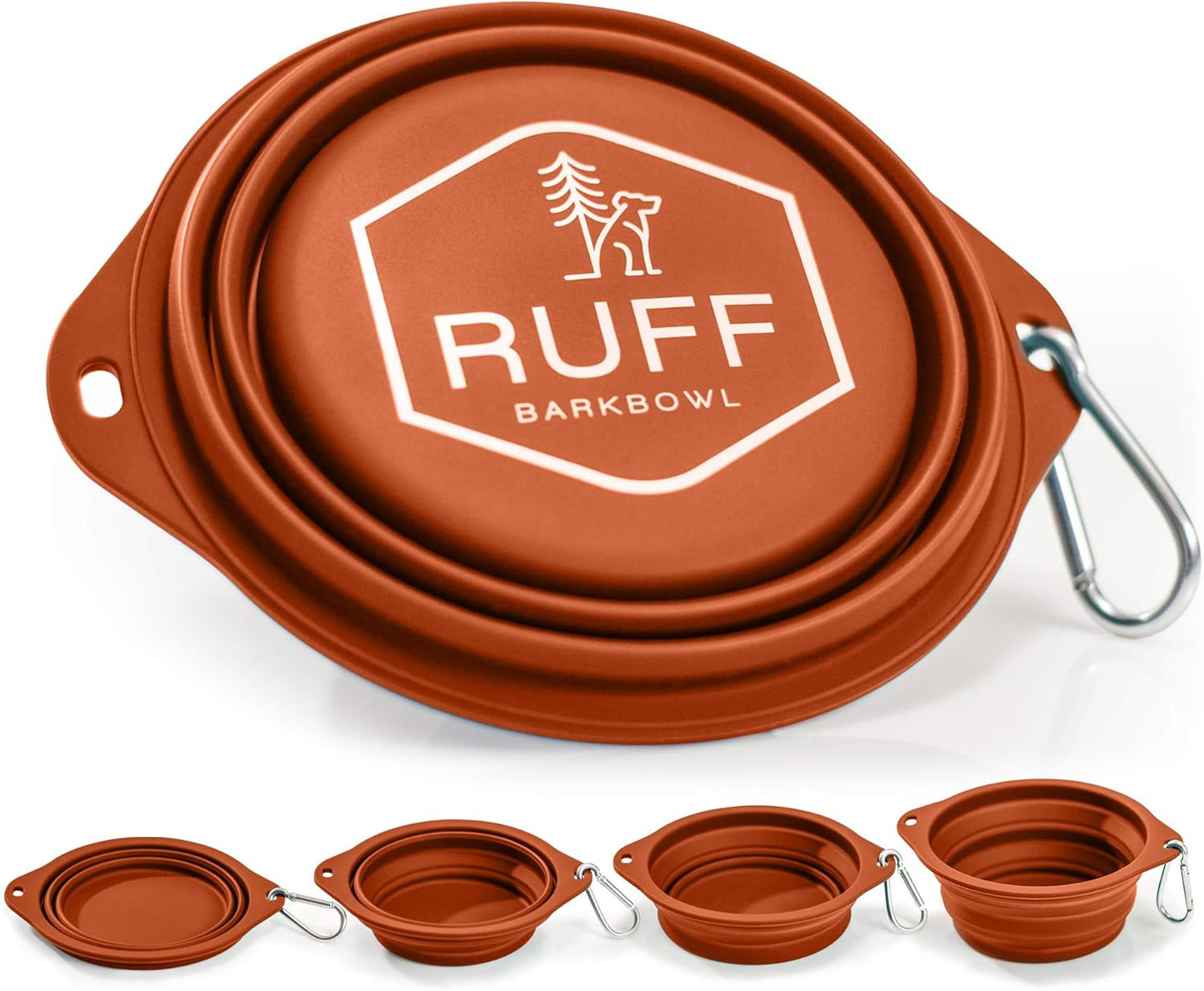 Barkbowl (800Ml) - Collapsible Dog Bowl (Burnt Orange) Premium Quality, Platinum-Cured Food Grade Silicone, No Plastic Rim, Food Safe, Large Travel Bowl