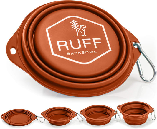 Barkbowl (800Ml) - Collapsible Dog Bowl (Burnt Orange) Premium Quality, Platinum-Cured Food Grade Silicone, No Plastic Rim, Food Safe, Large Travel Bowl
