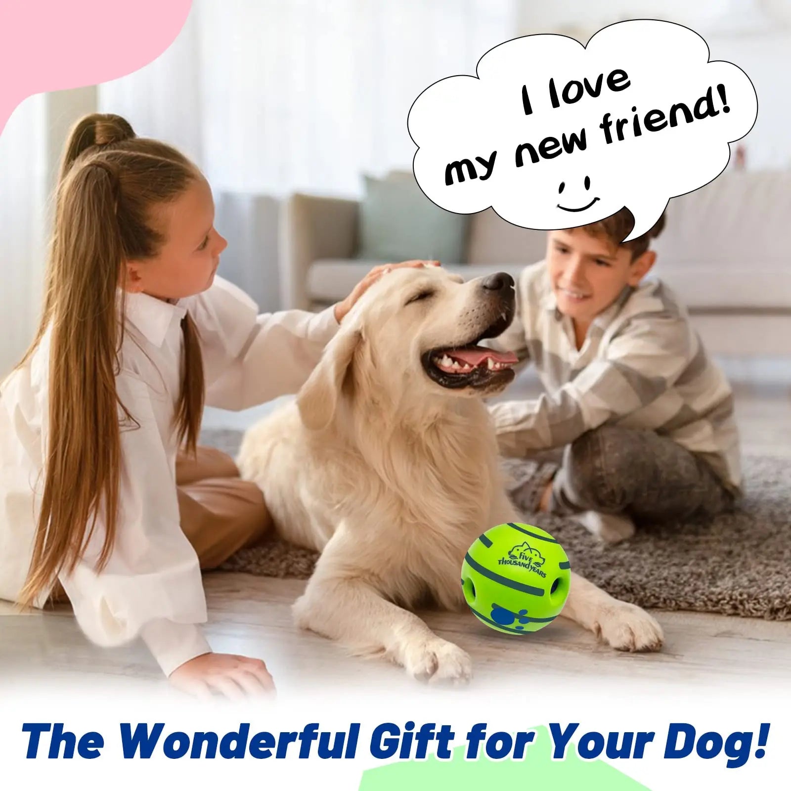 Gift for Pets, Durable Interactive Dog Toys Ball, Summer Gift, Squeaky Wag Ball for Pet Training, Indoor & Outdoor Dog Gifts, Dog Toy Supplies, Valentine'S Day Gift