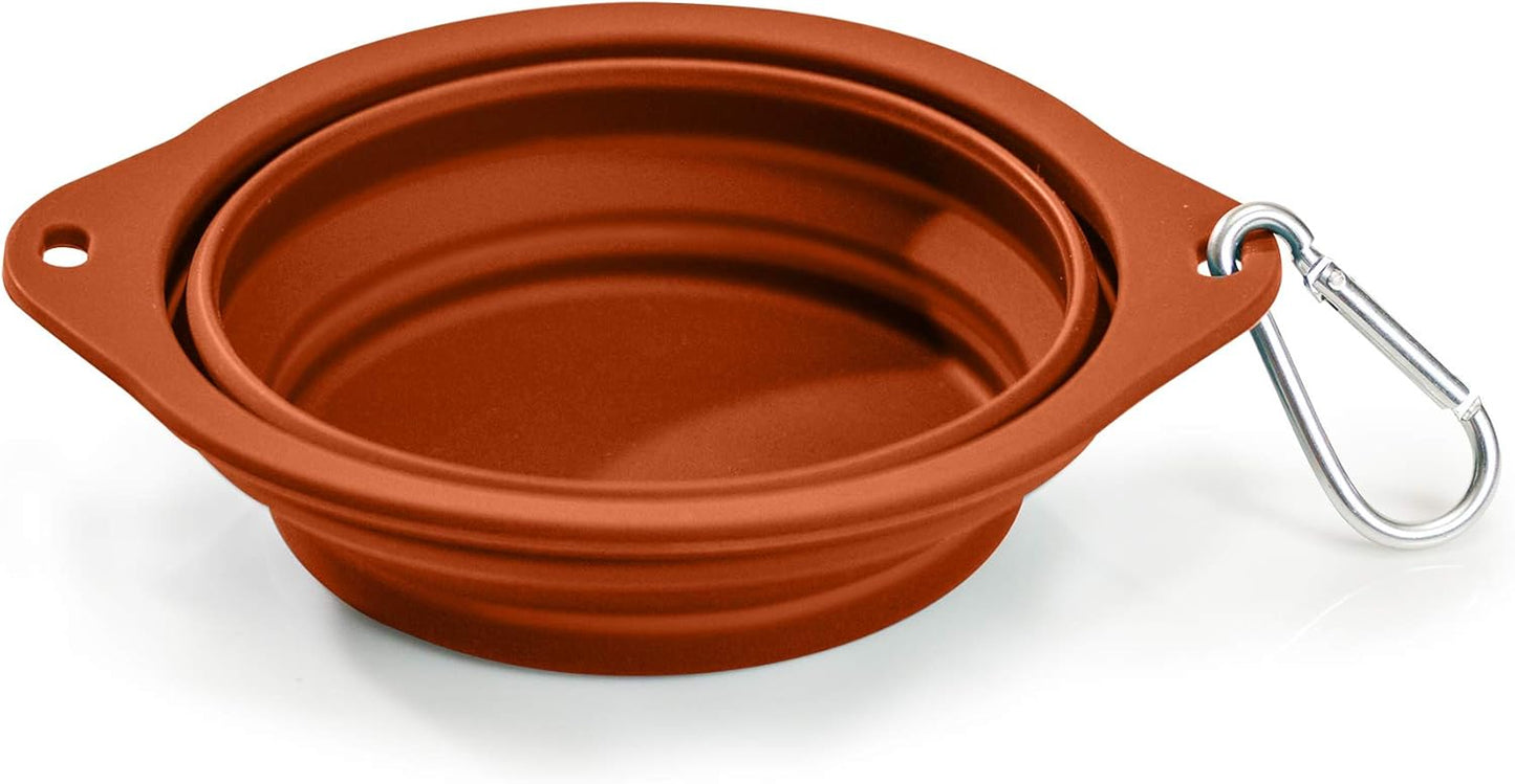 Barkbowl (800Ml) - Collapsible Dog Bowl (Burnt Orange) Premium Quality, Platinum-Cured Food Grade Silicone, No Plastic Rim, Food Safe, Large Travel Bowl